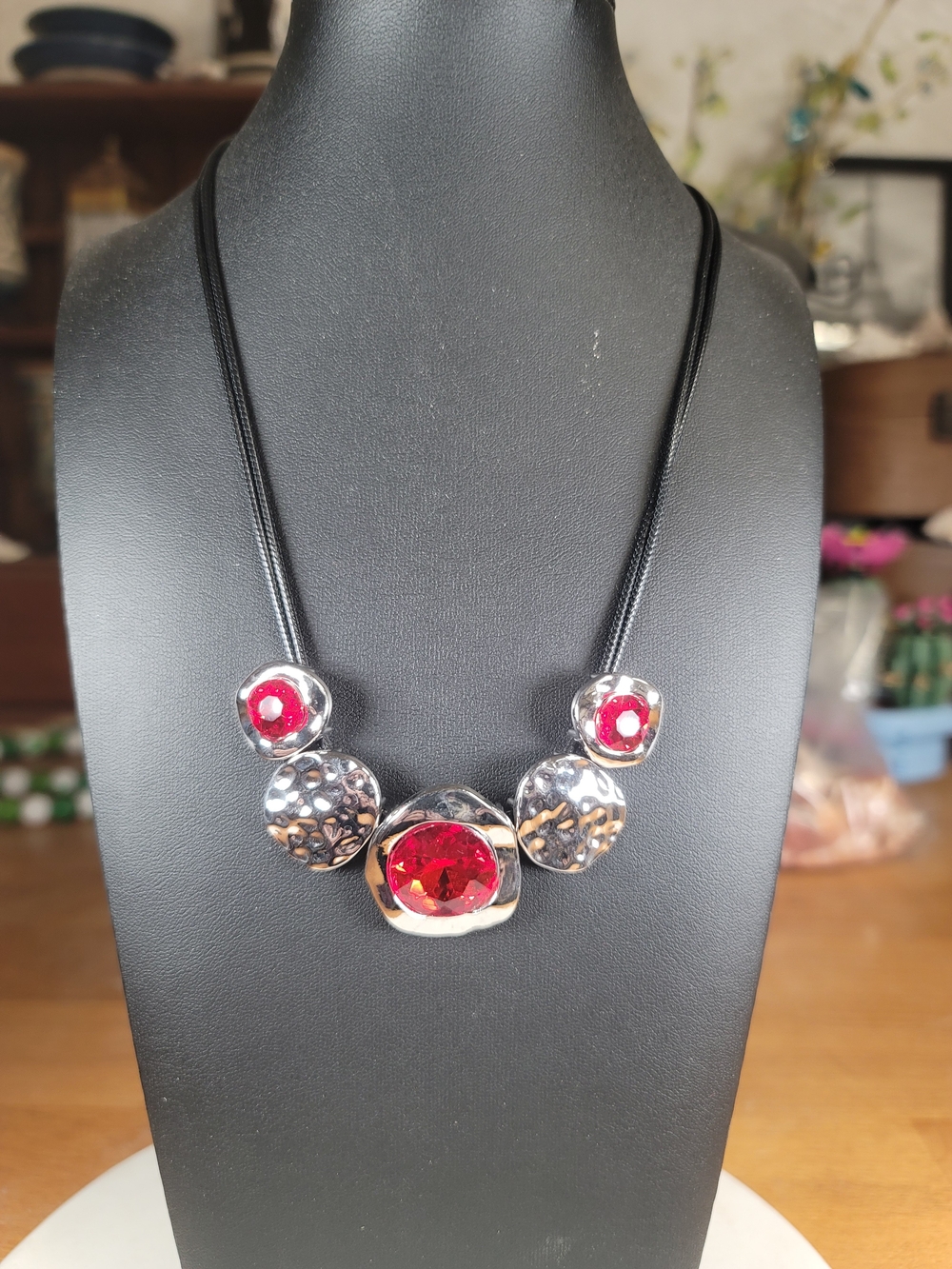 paparazzi Red and Silver Statement Necklace